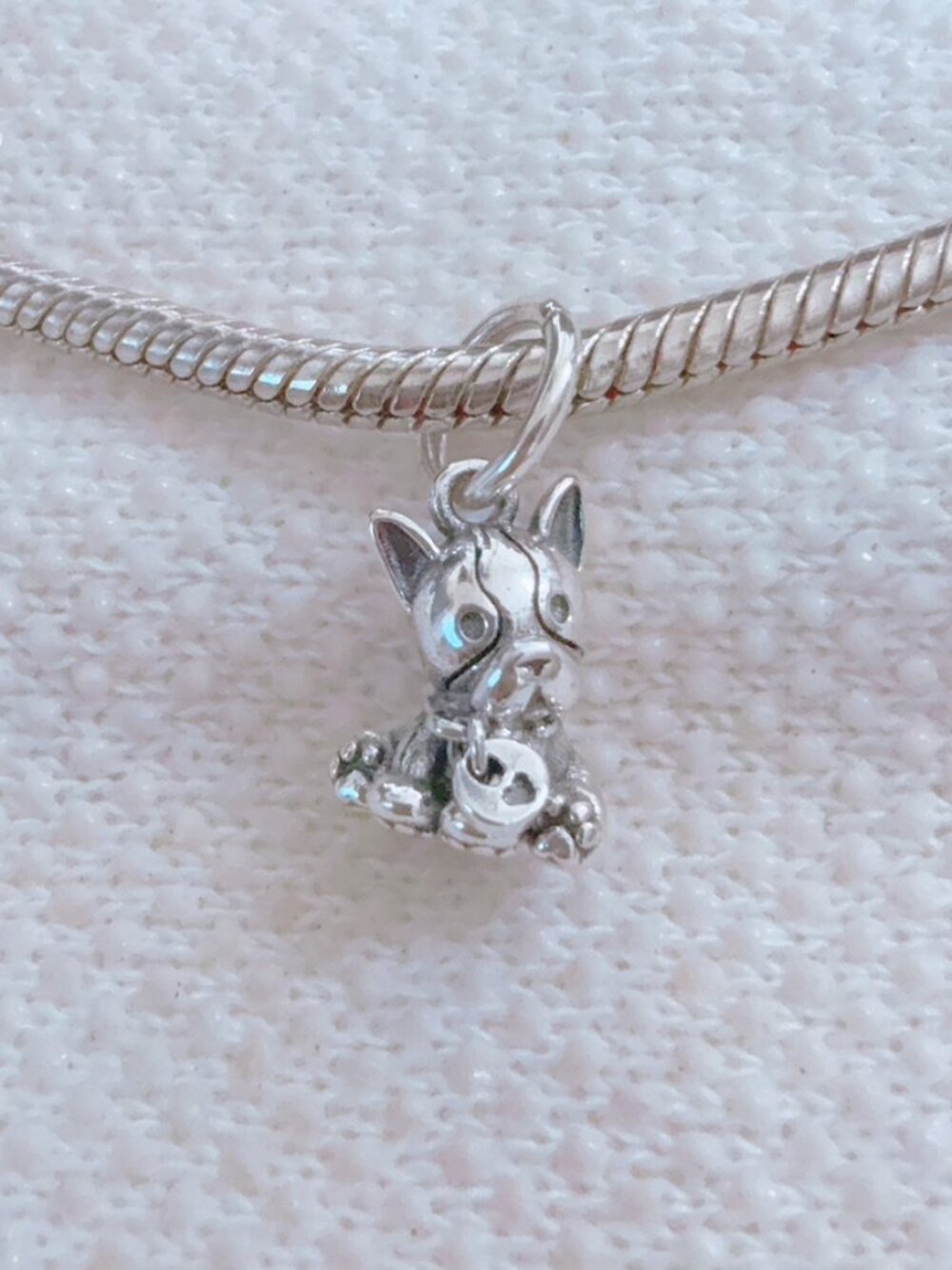 French Bulldog Dangle Charm Silver Charm For Pandora Bracelet Necklace